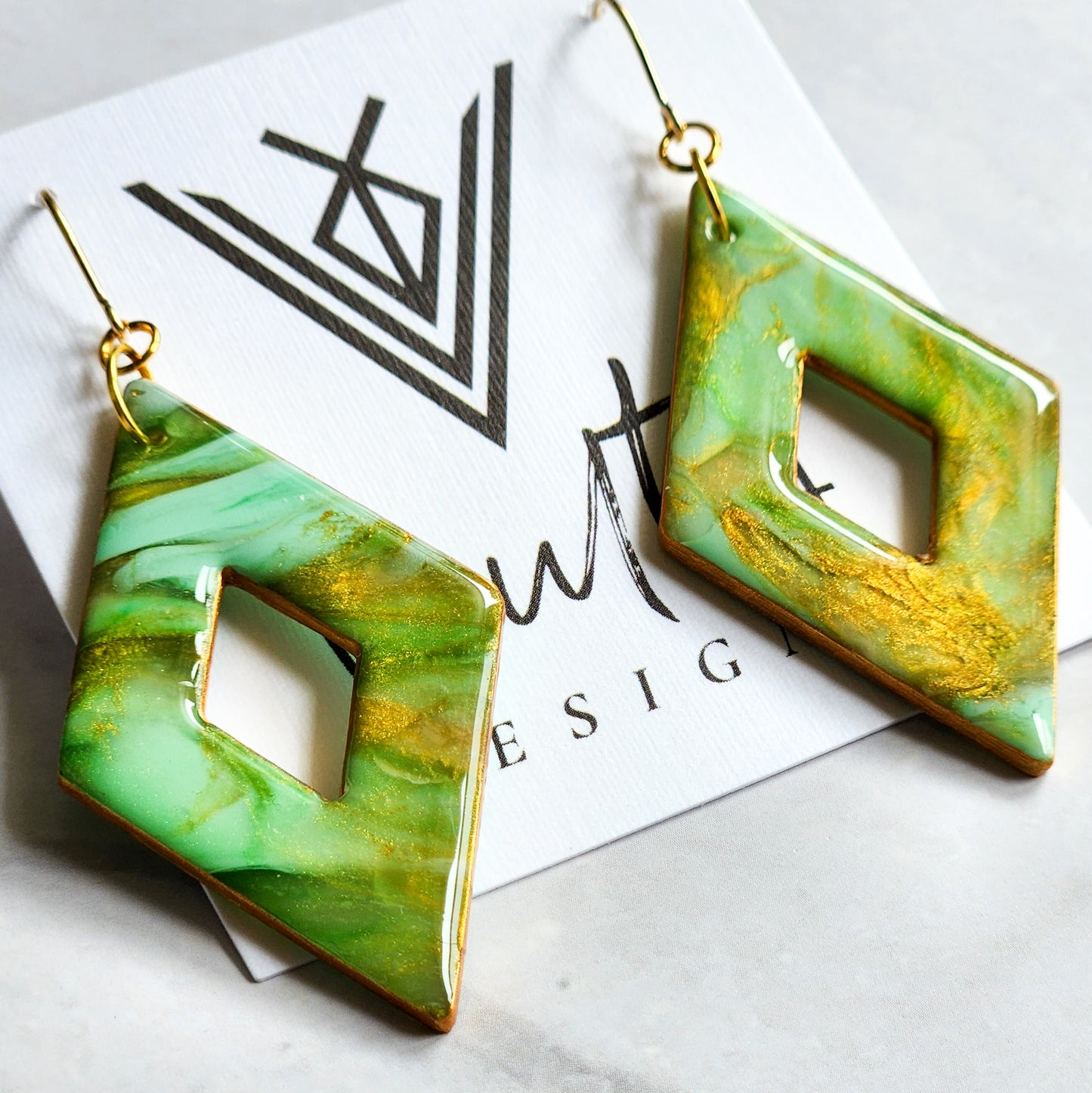 Jadeite Sharp Diamond Dangle Earrings