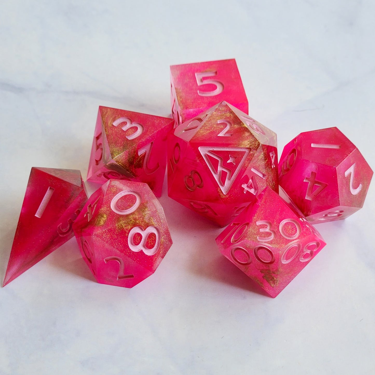 Let's Go Party (In Pink) 7pc Dice Set