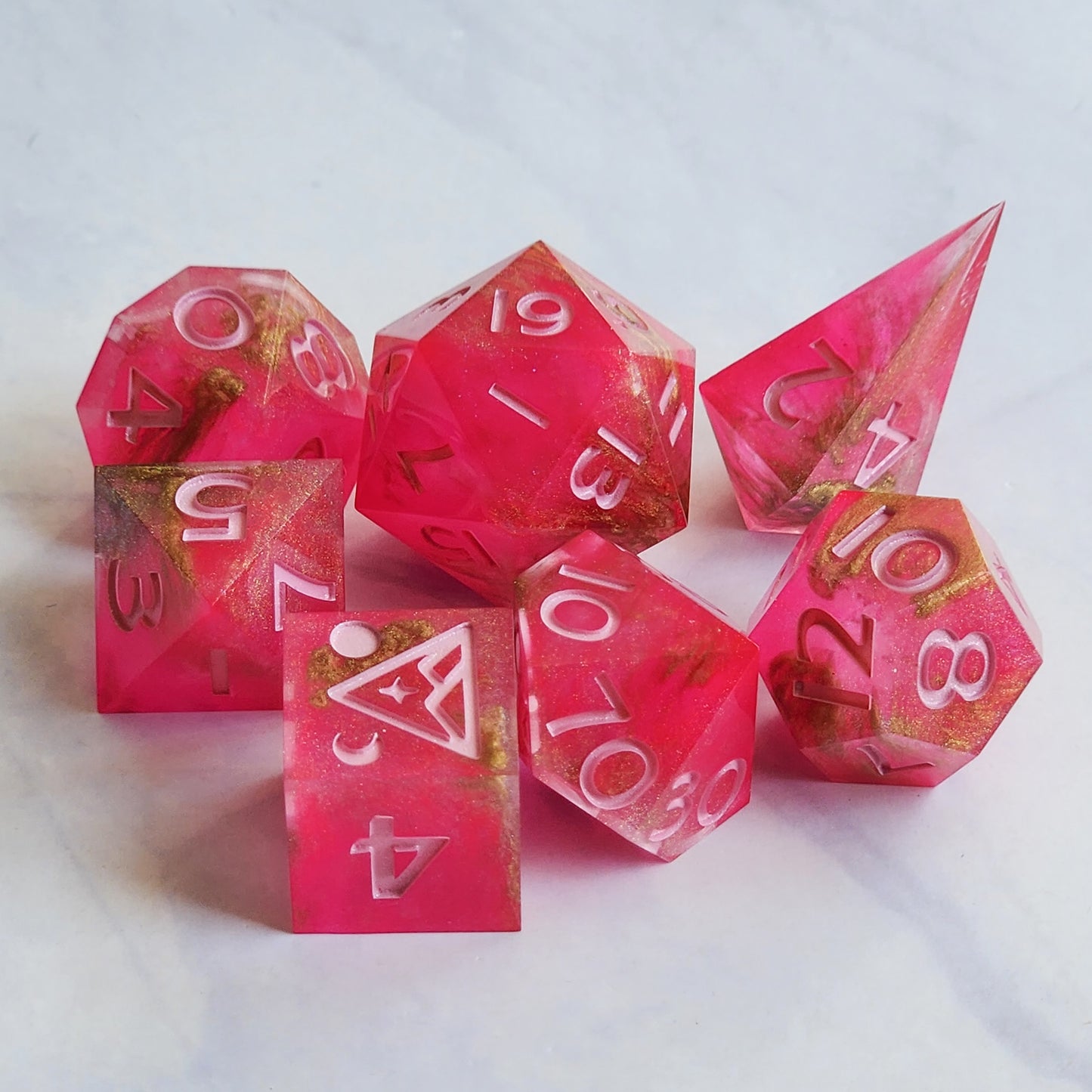 Let's Go Party (In Pink) 7pc Dice Set